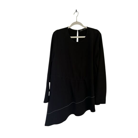 Proenza Schouler Crew Neck Long Sleeve Asymmetrical Top Black Women's Size 12 - Picture 1 of 3